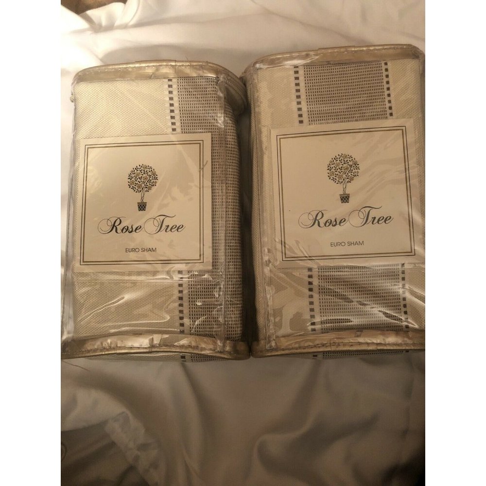 2 Rose Tree Euro Shams Sienna" New Dillard's 26" x 26" Neutrals Cream/gold